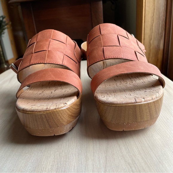 KORKS Womens Size 9 Fraya Sandals Wedge Heel Slingback Faux Leather Burnt Orange - Picture 7 of 11